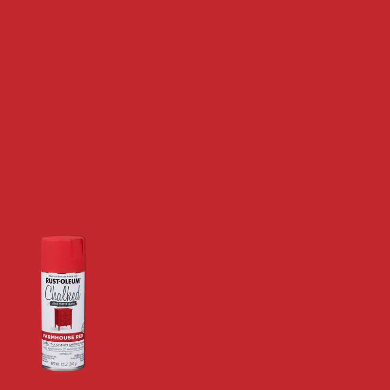 RUST-OLEUM - Rust-Oleum Chalked Ultra Matte Farmhouse Red Oil-Based Acrylic Sprayable Chalk Paint 12 oz