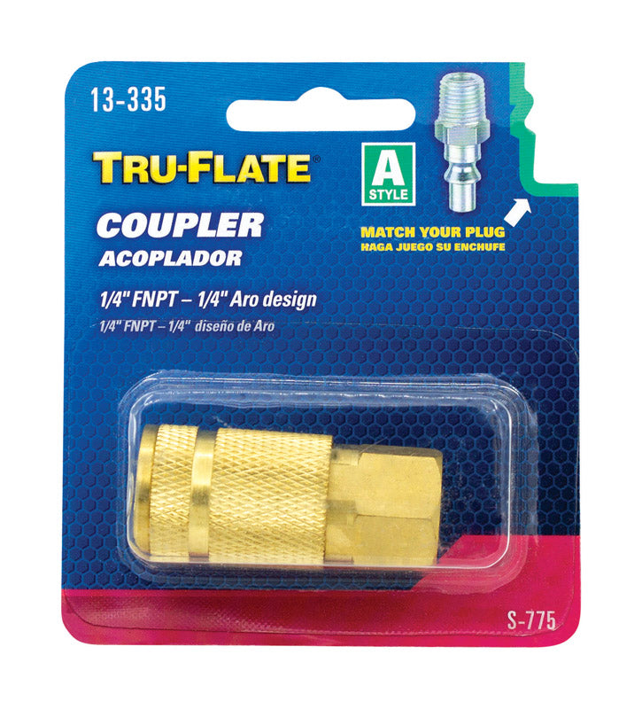 TRU-FLATE - Tru-Flate Brass Air Coupler 1/4 in. Female 1 pc