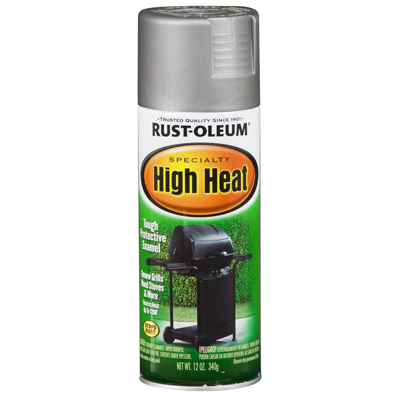 RUST-OLEUM - Rust-Oleum Specialty Satin Silver High Heat Spray Paint 12 oz - Case of 6