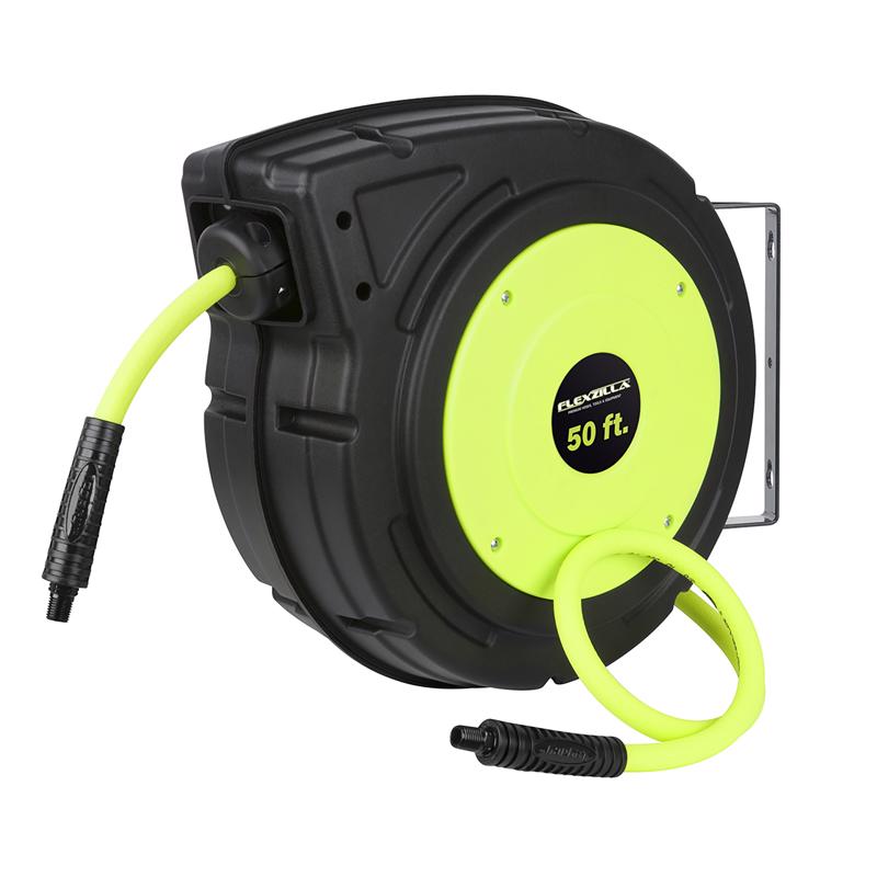 FLEXZILLA - Flexzilla 50 ft. L X 3/8 in. D Hybrid Polymer Retractable Air Hose Reel 150 psi Zilla Green