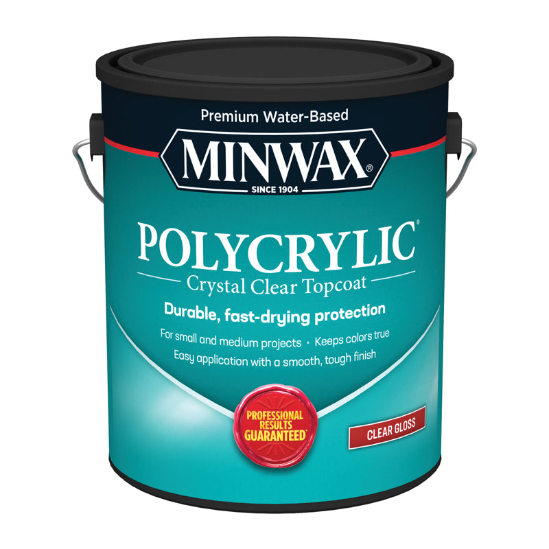 POLYCRYLIC - Minwax Polycrylic Gloss Crystal Clear Water-Based Polyurethane 1 gal - Case of 2