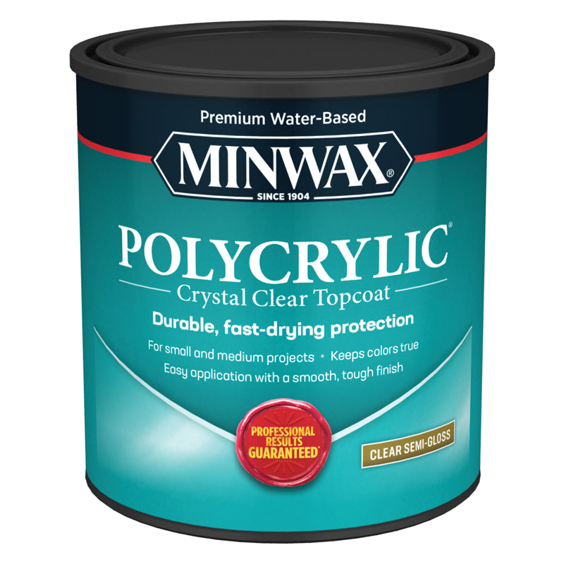 MINWAX - Minwax Polycrylic Semi-Gloss Crystal Clear Water-Based Polyurethane 1 qt