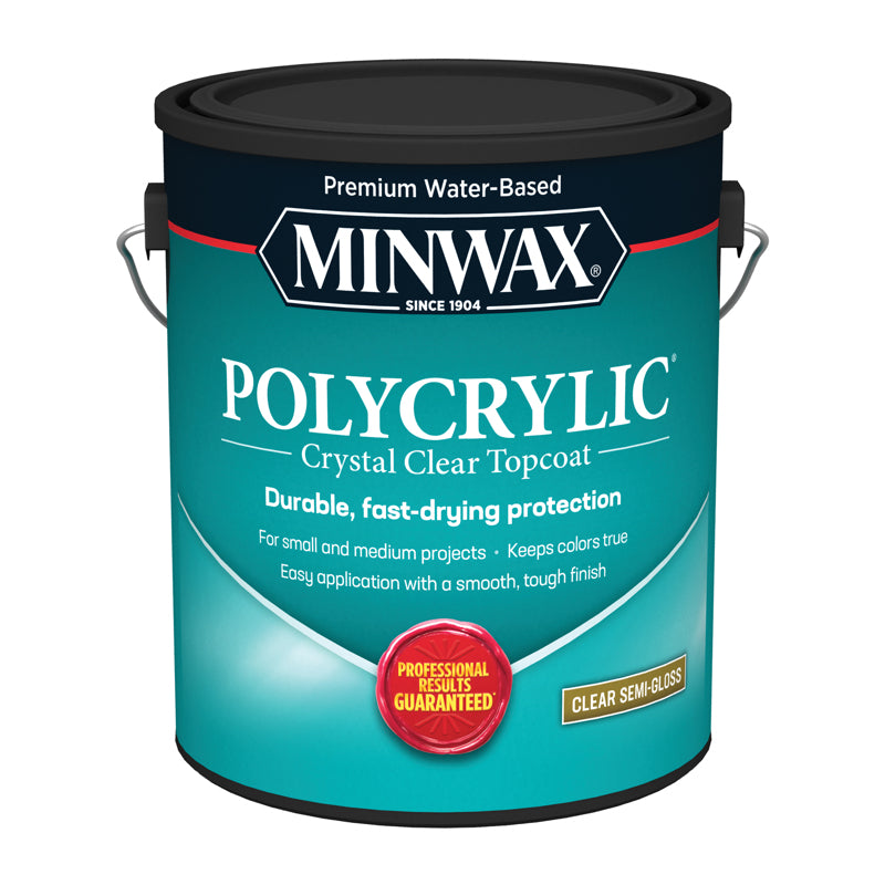 POLYCRYLIC - Minwax Polycrylic Semi-Gloss Crystal Clear Water-Based Polyurethane 1 gal - Case of 2