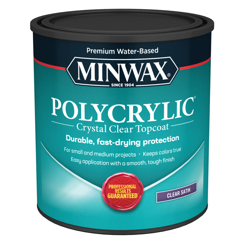 POLYCRYLIC - Minwax Polycrylic Satin Crystal Clear Water-Based Polyurethane 1 qt