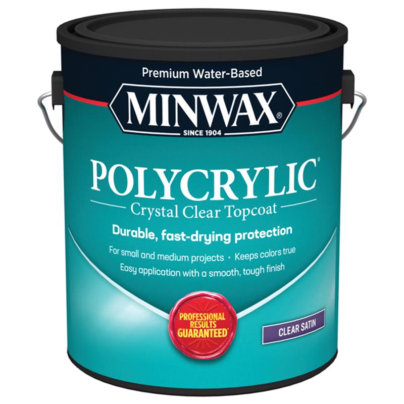 POLYCRYLIC - Minwax Polycrylic Satin Crystal Clear Water-Based Polyurethane 1 gal - Case of 2