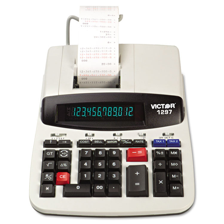 Victor - 1297 Two-Color Commercial Printing Calculator, Black/Red Print, 4.5 Lines/Sec