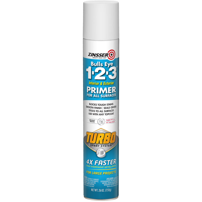 RUST-OLEUM - Zinsser Bulls Eye 123 Turbo Bright White Oil-Based Alkyd Oil Primer 26 oz - Case of 6