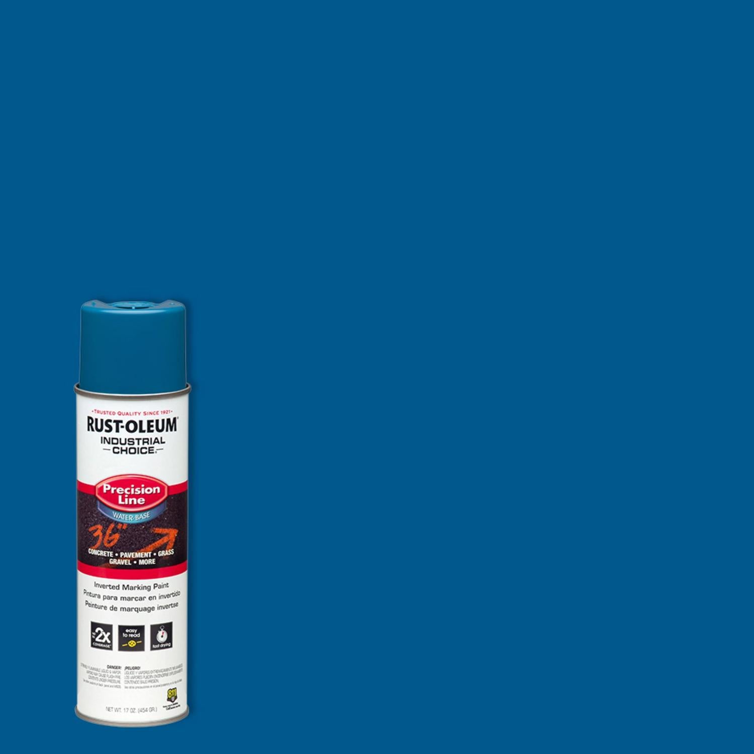 Rust-Oleum Industrial Choice Caution Blue Inverted Marking Paint 17 oz - Case of 6