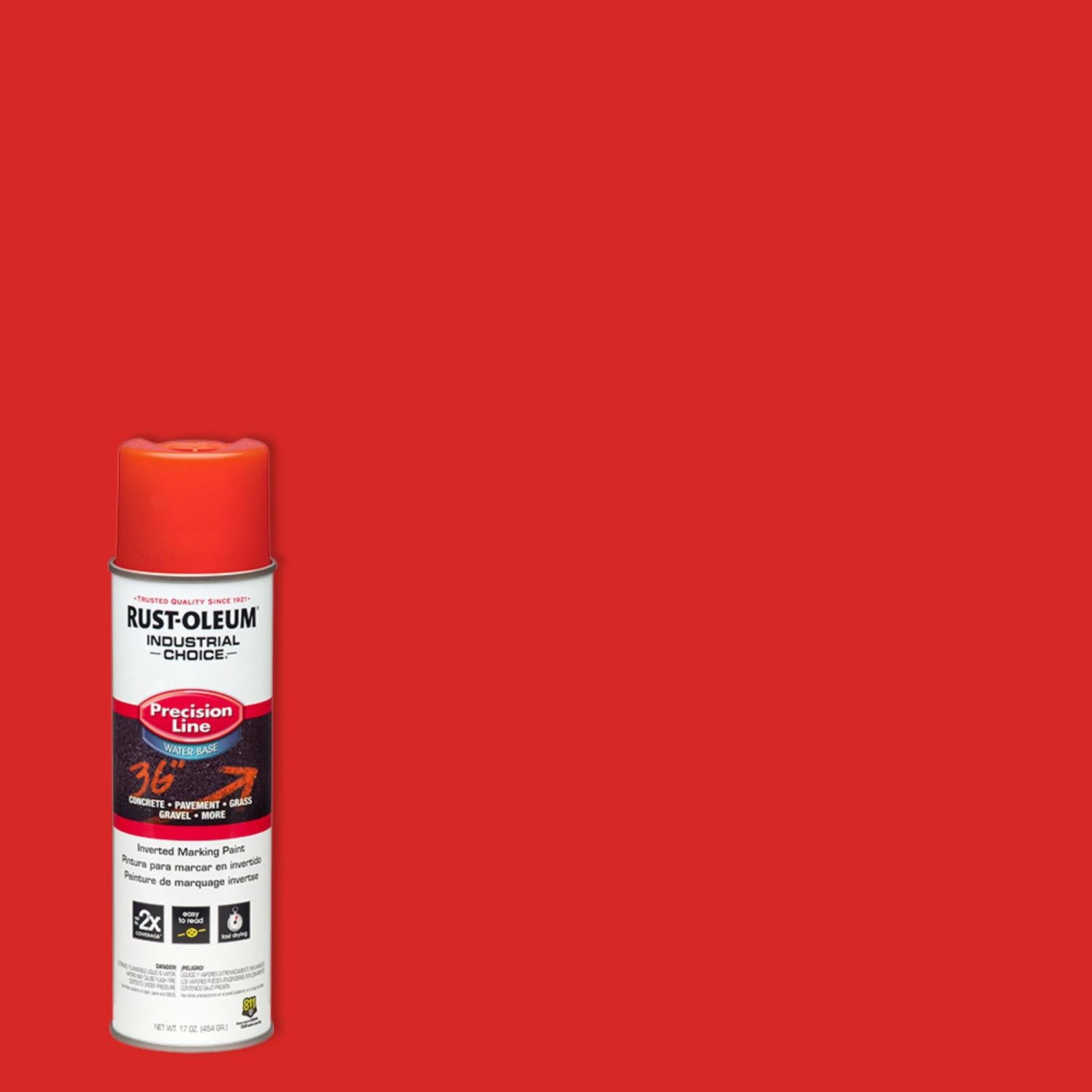 Rust-Oleum Industrial Choice Fluorescent Red Inverted Marking Paint 17 oz - Case of 6