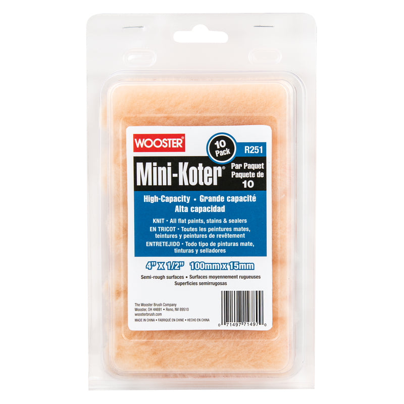 WOOSTER - Wooster Mini-Koter Fabric 4 in. W X 1/2 in. Mini Paint Roller Cover 10 pk [R151-4]