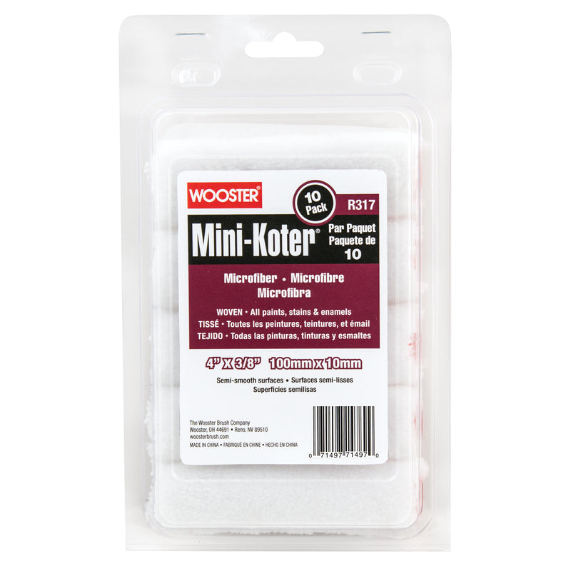 WOOSTER - Wooster Mini-Koter Microfiber 4 in. W X 3/8 in. Mini Paint Roller Cover 10 pk