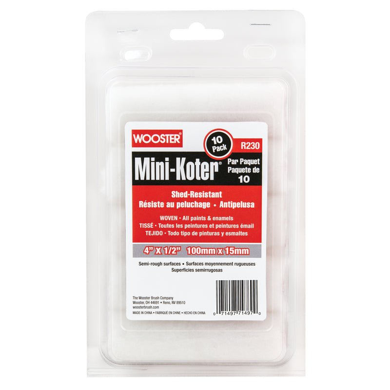 WOOSTER - Wooster Mini-Koter Fabric 4 in. W X 1/2 in. Mini Paint Roller Cover 10 pk [R130-4]