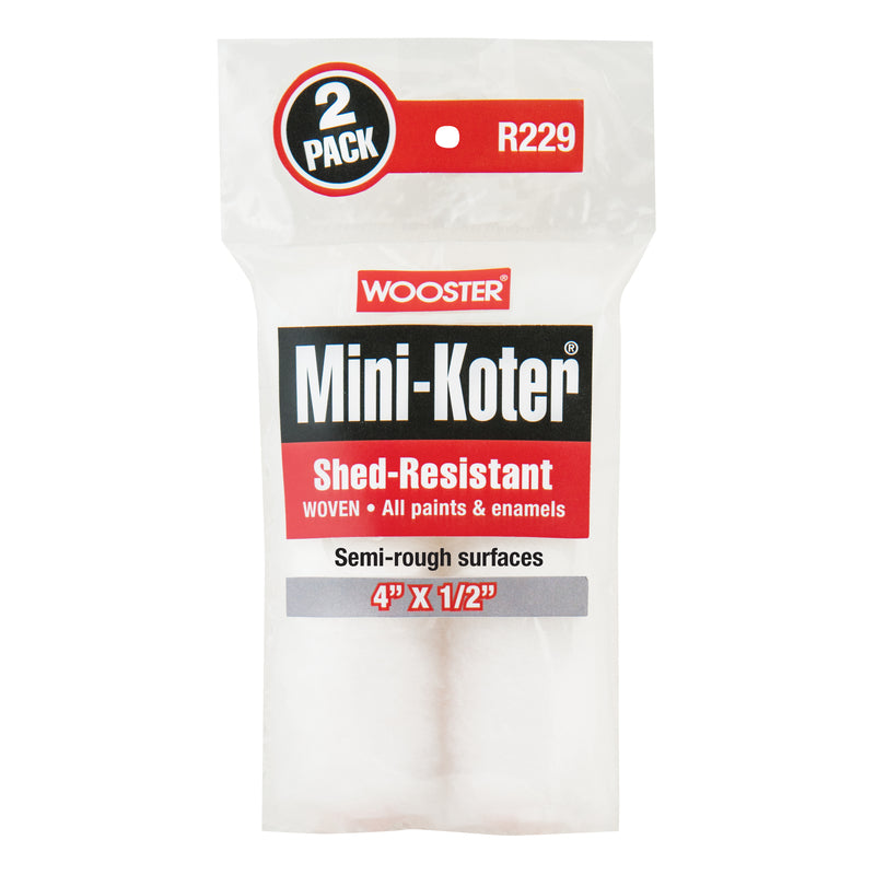 WOOSTER - Wooster Mini-Koter Fabric 4 in. W X 1/2 in. Mini Paint Roller Cover 2 pk [R229-4]