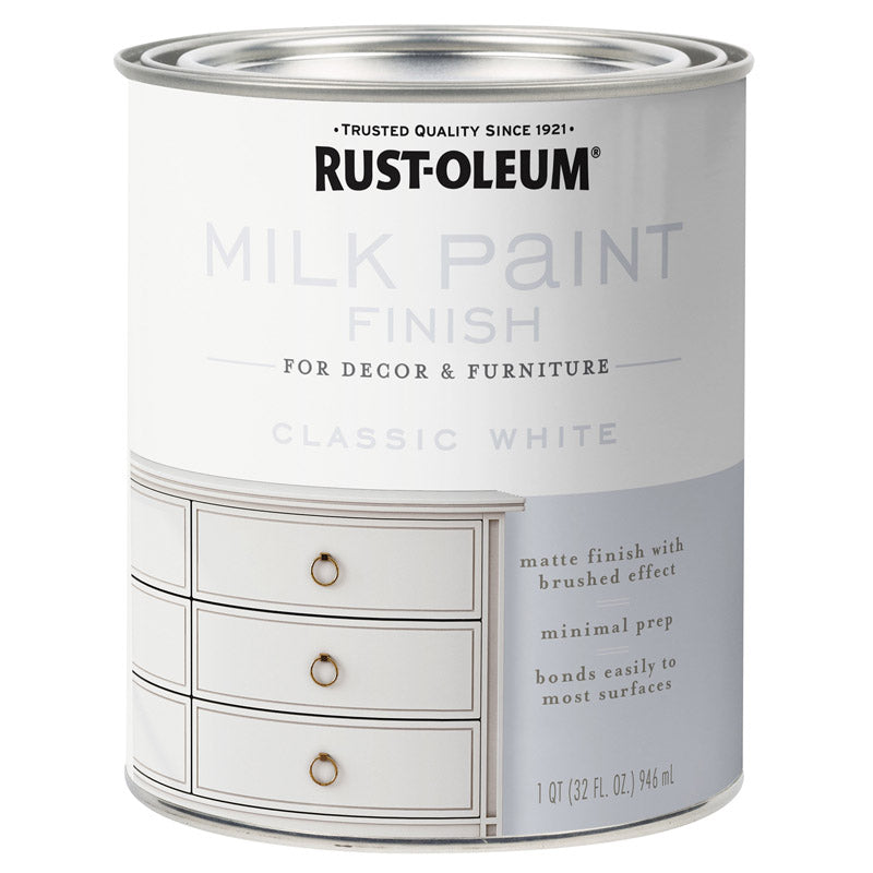 RUST-OLEUM - Rust-Oleum Matte Classic White Water-Based Acrylic Milk Paint 1 qt - Case of 2