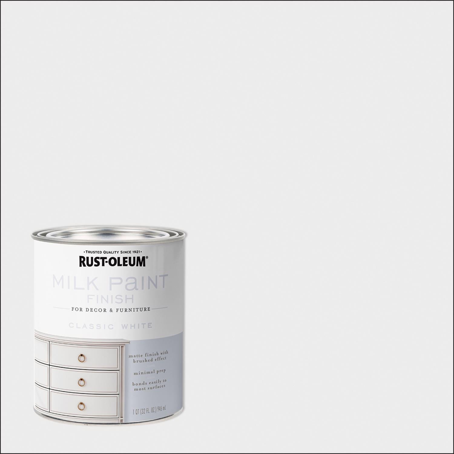 Rust-Oleum Matte Classic White Water-Based Acrylic Milk Paint 1 qt - Case of 2