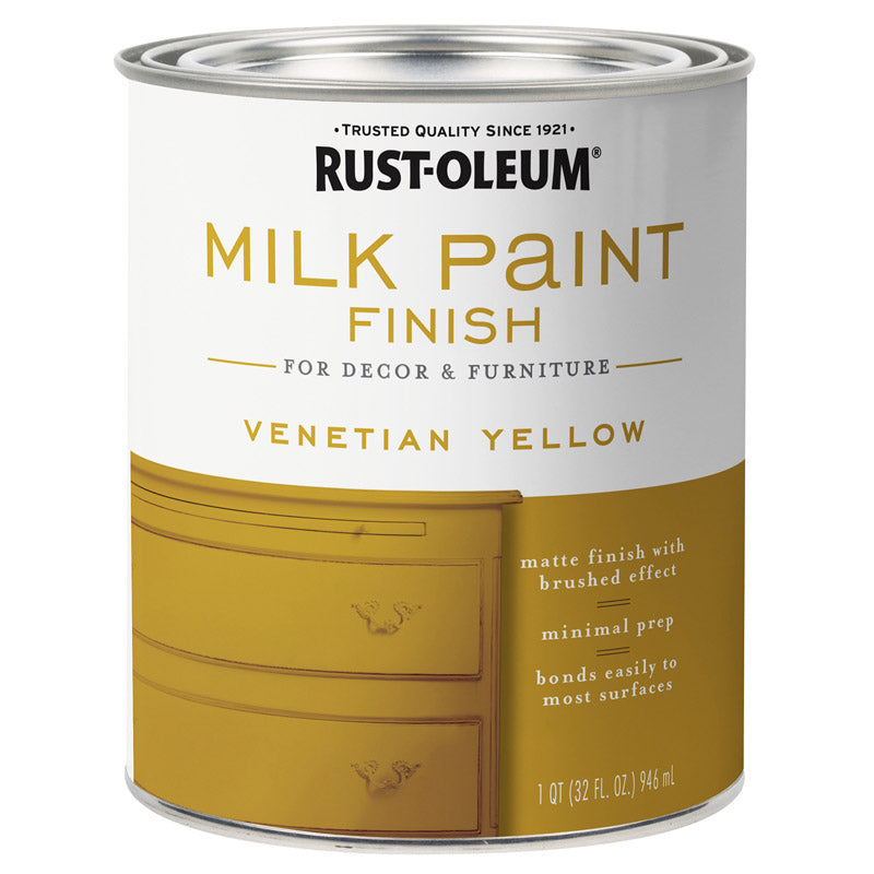 RUST-OLEUM - Rust-Oleum Matte Venetian Yellow Water-Based Acrylic Milk Paint 1 qt - Case of 2