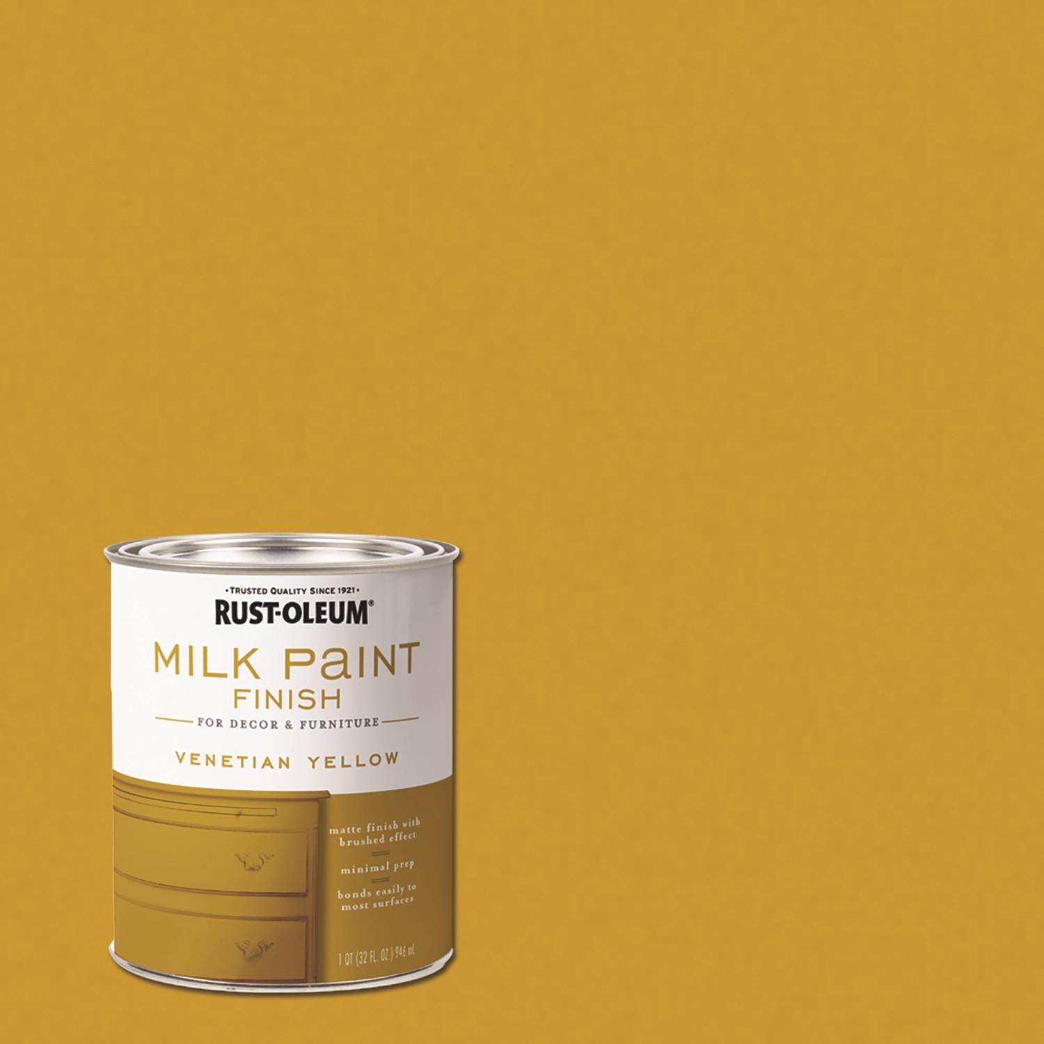 Rust-Oleum Matte Venetian Yellow Water-Based Acrylic Milk Paint 1 qt - Case of 2
