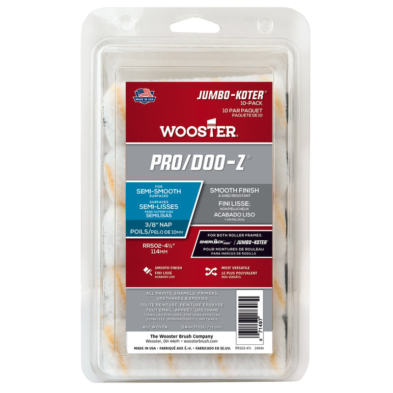 WOOSTER - Wooster Pro-Doo Z Fabric 4.5 in. W X 3/8 in. Jumbo Paint Roller Cover 10 pk