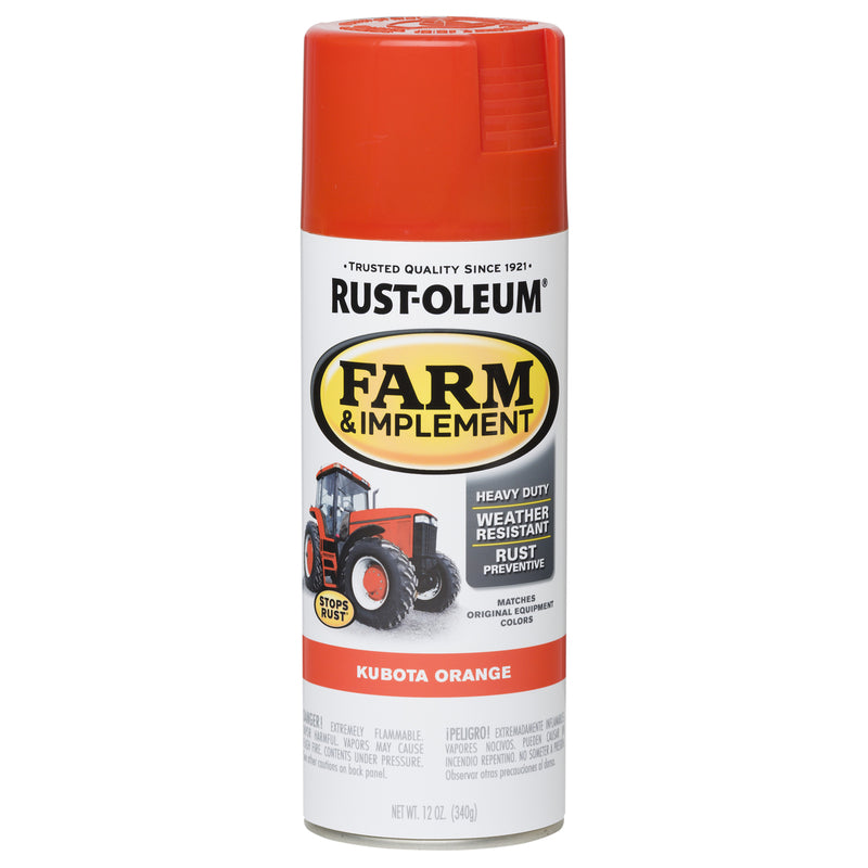 RUST-OLEUM - Rust-Oleum Indoor and Outdoor Gloss Kubota Orange Oil-Based Farm & Implement 12 oz - Case of 6