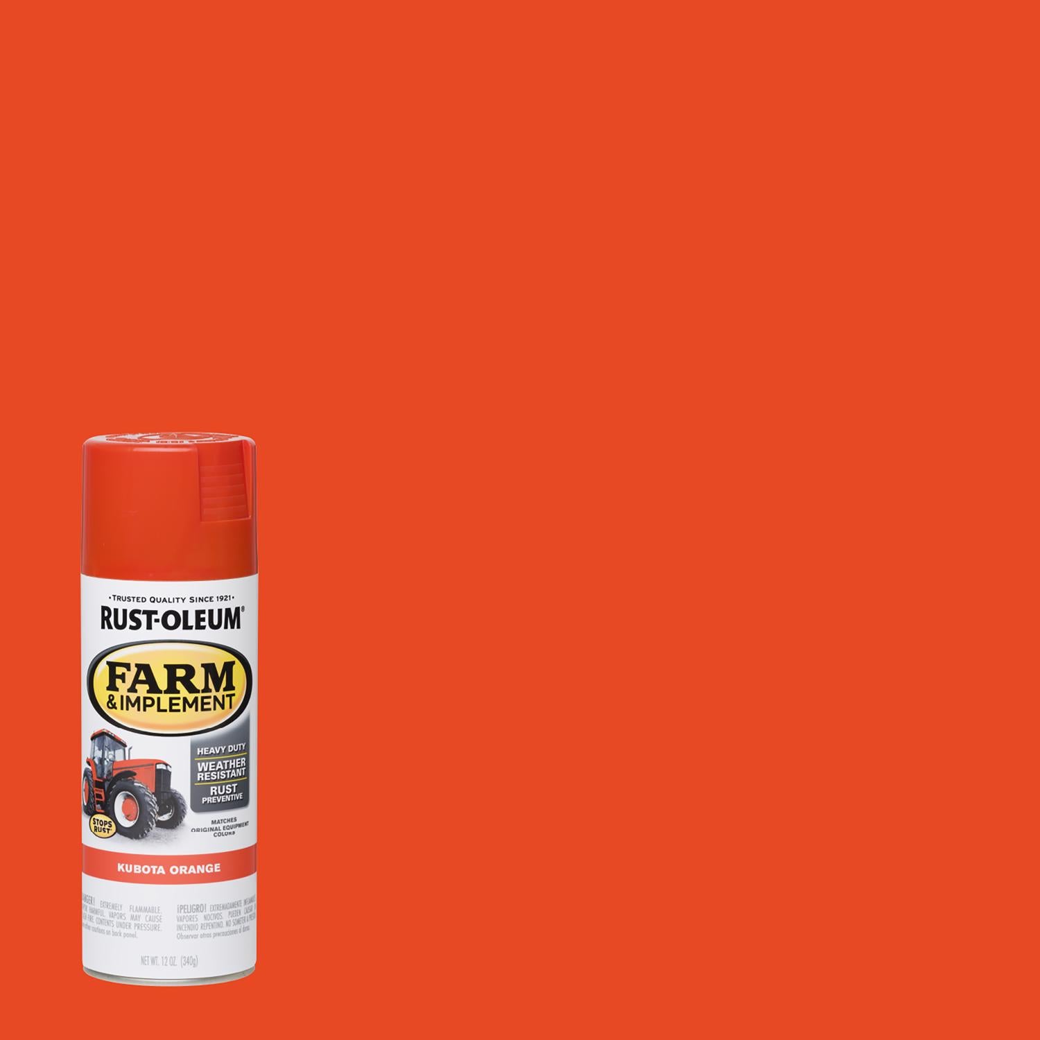Rust-Oleum Indoor and Outdoor Gloss Kubota Orange Oil-Based Farm & Implement 12 oz - Case of 6