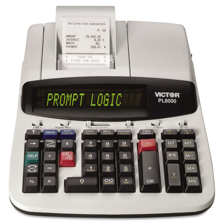 Victor - PL8000 One-Color Prompt Logic Printing Calculator, Black Print, 8 Lines/Sec