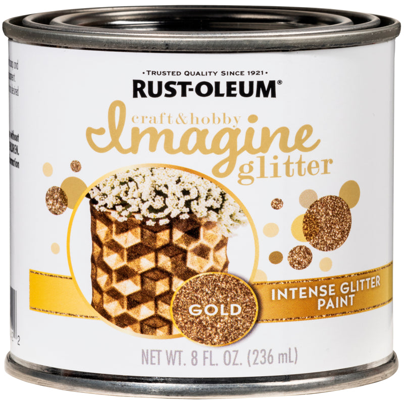 RUST-OLEUM - Rust-Oleum Imagine Glitter Gold Water-Based Glitter Paint Interior 8 oz - Case of 4