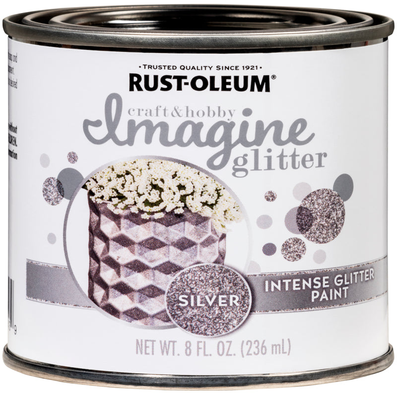 RUST-OLEUM - Rust-Oleum Imagine Glitter Silver Water-Based Glitter Paint Interior 8 oz - Case of 4