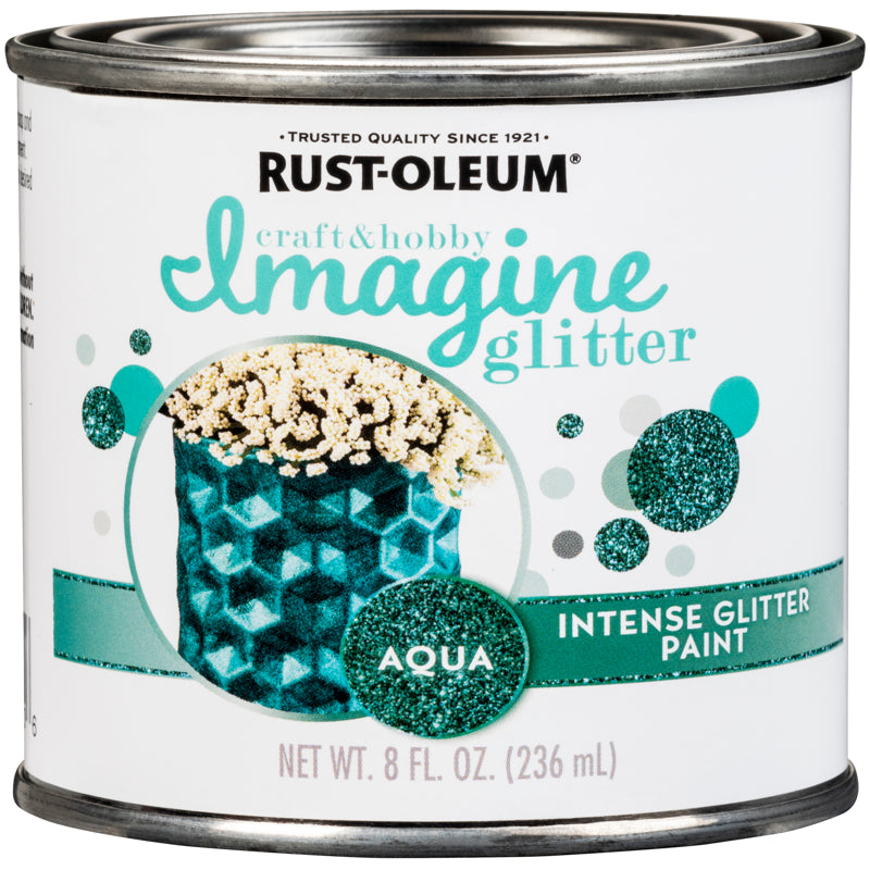 RUST-OLEUM - Rust-Oleum Imagine Glitter Aqua Water-Based Glitter Paint Interior 8 oz - Case of 4