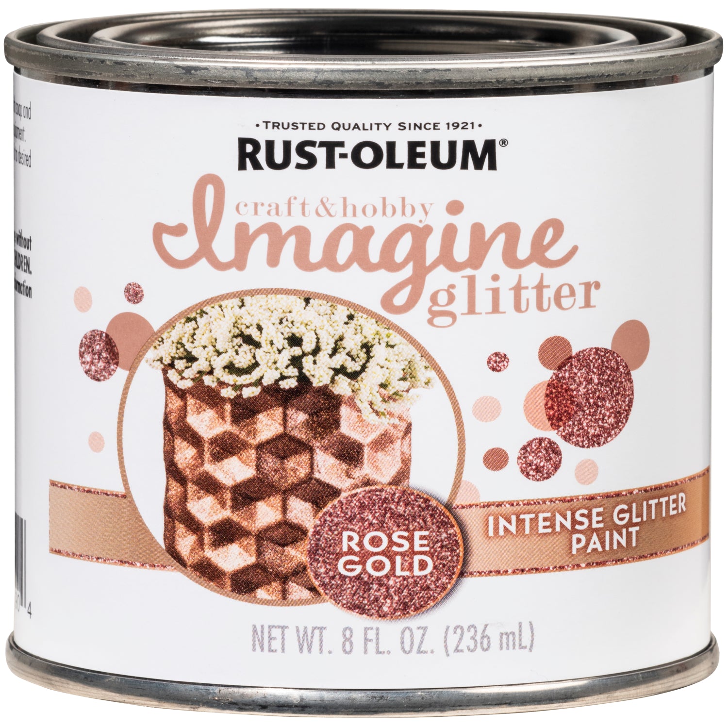 Rust-Oleum Imagine Glitter Rose Gold Water-Based Glitter Paint Interior 8 oz - Case of 4