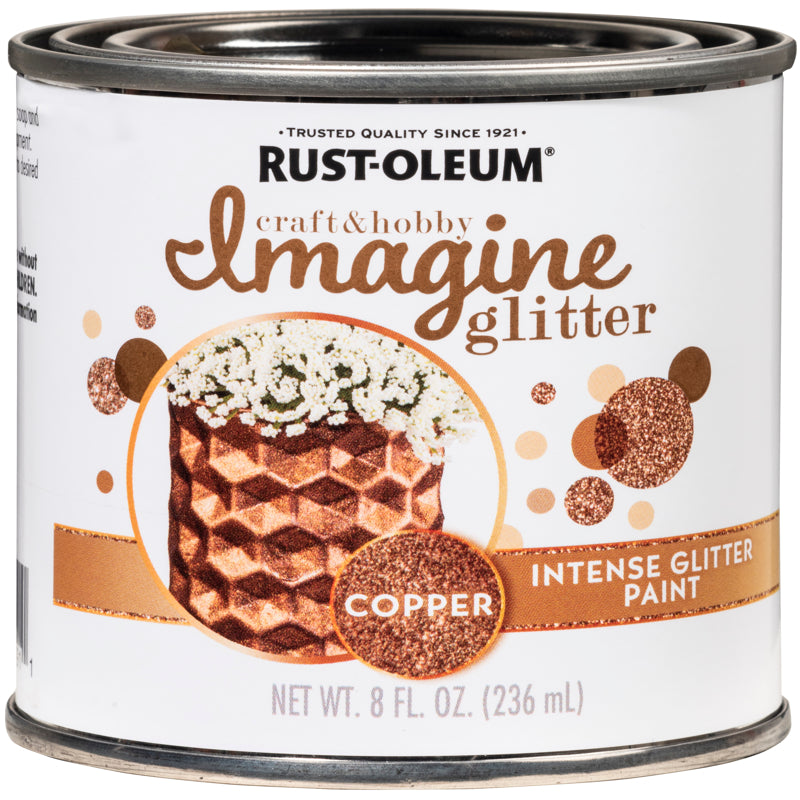 RUST-OLEUM - Rust-Oleum Imagine Glitter Copper Water-Based Glitter Paint Interior 8 oz - Case of 4