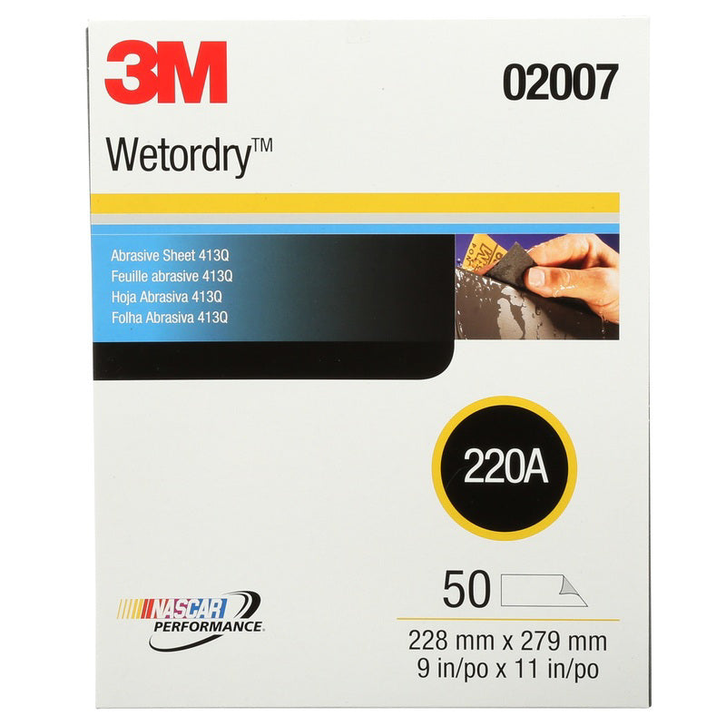 3M - 3M Wetordry 11 in. L X 9 in. W 220 Grit Silicon Carbide Sanding Sheet 50 pk