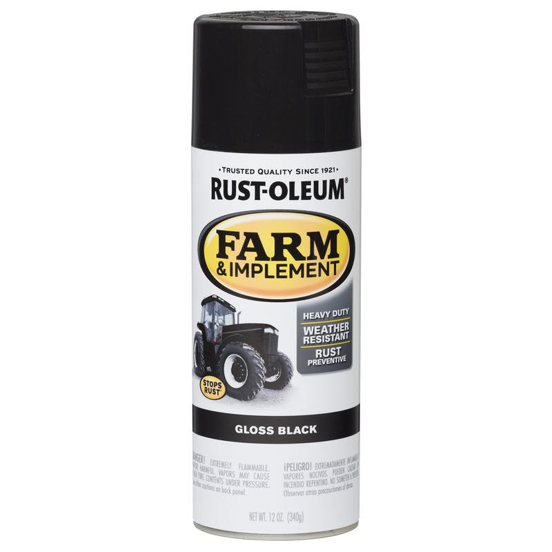 RUST-OLEUM - Rust-Oleum Specialty Indoor and Outdoor Gloss Black Farm & Implement 12 oz - Case of 6