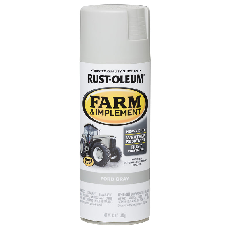 RUST-OLEUM - Rust-Oleum Indoor and Outdoor Gloss Ford Gray Oil-Based Farm & Implement 12 oz - Case of 6