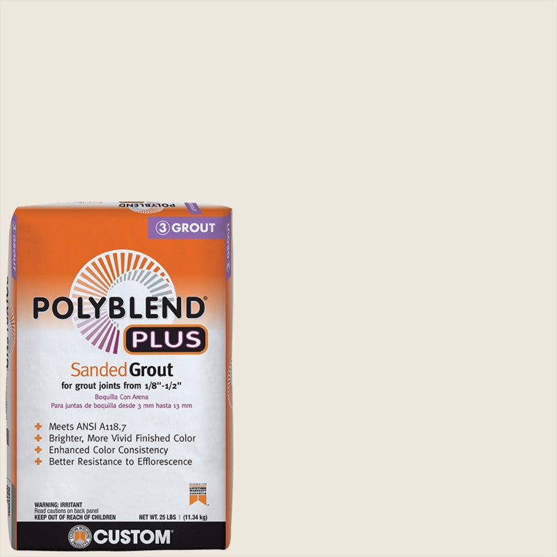 CUSTOM BUILDING PRODUCTS - Custom Building Products Polyblend Plus Indoor and Outdoor Bright White Sanded Grout 25 lb