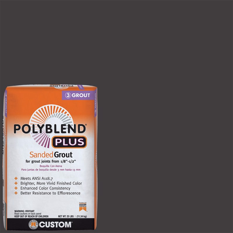 CUSTOM BUILDING PRODUCTS - Custom Building Products Polyblend Plus Indoor and Outdoor Charcoal Sanded Grout 25 lb