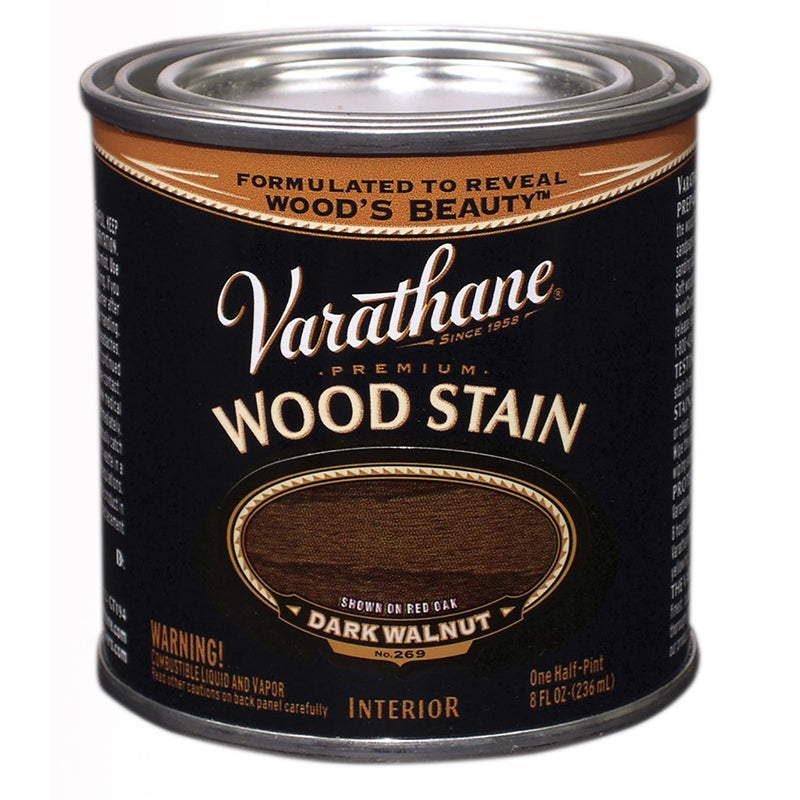 VARATHANE - Varathane Premium Semi-Transparent Dark Walnut Oil-Based Urethane Modified Alkyd Wood Stain 0.5 pt