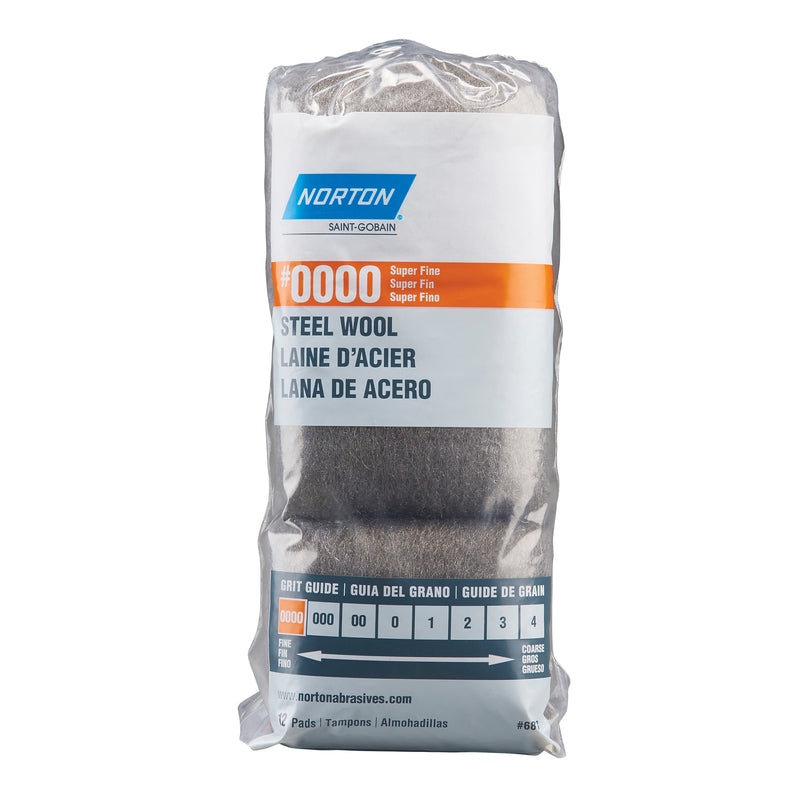 NORTON - Norton 0000 Grade Super Fine Steel Wool Pad 12 pk