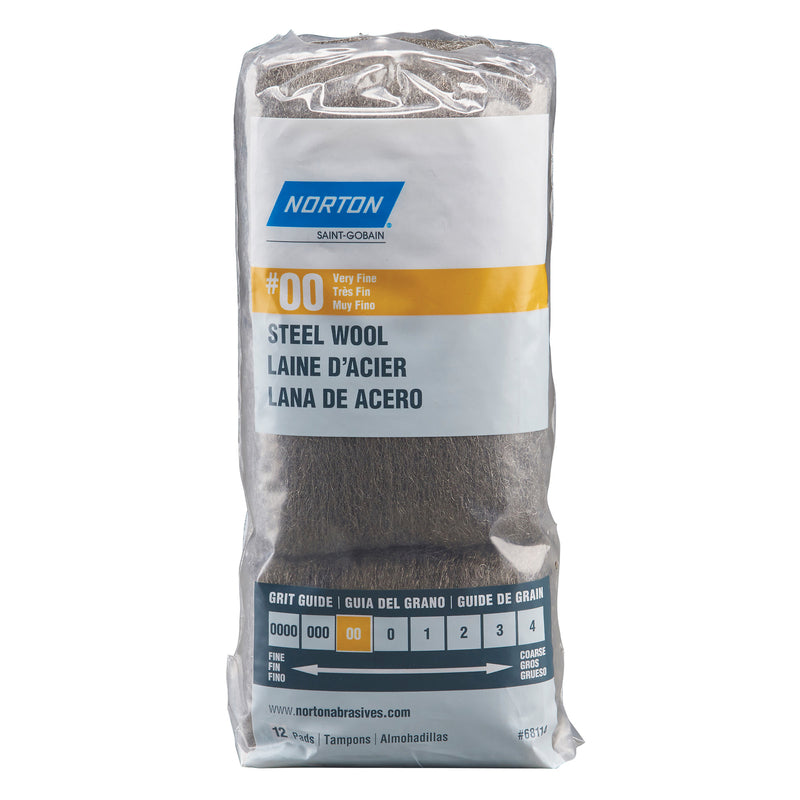 NORTON - Norton 00 Grade Very Fine Steel Wool Pad 12 pk