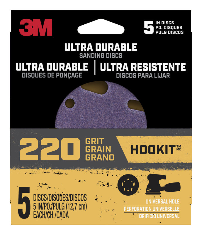 3M - 3M Ultra Durable 5 in. Ceramic Hook and Loop Sanding Disc 220 Grit 5 pk