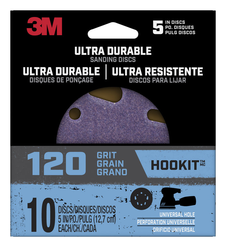 3M - 3M Ultra Durable 5 in. Ceramic Hook and Loop Sanding Disc 120 Grit 10 pk