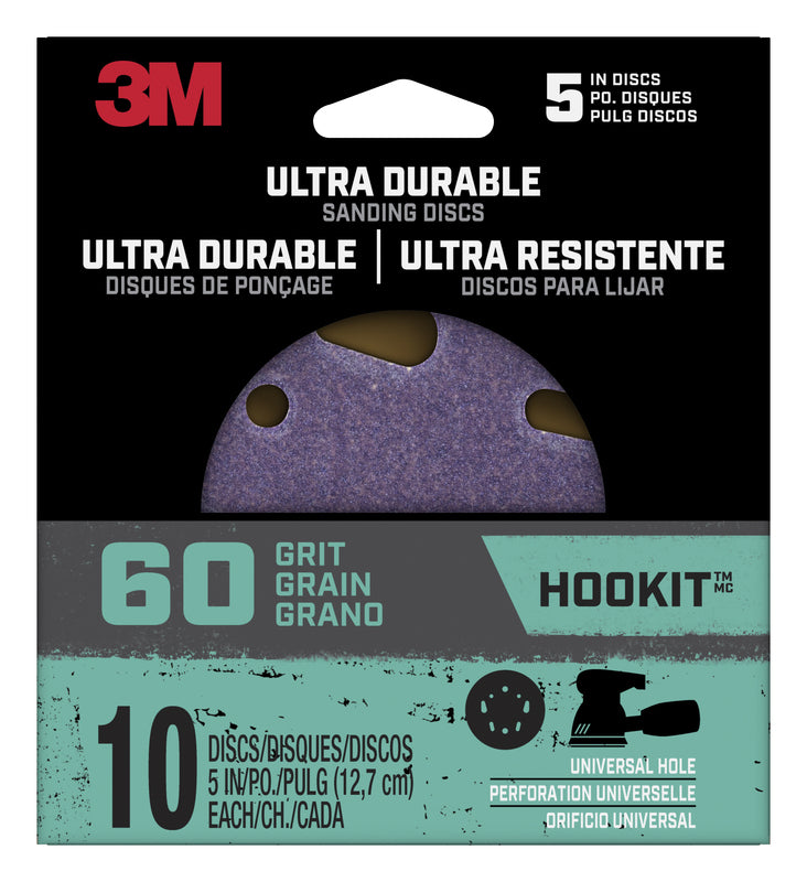 3M - 3M Ultra Durable 5 in. Ceramic Hook and Loop Sanding Disc 60 Grit 10 pk