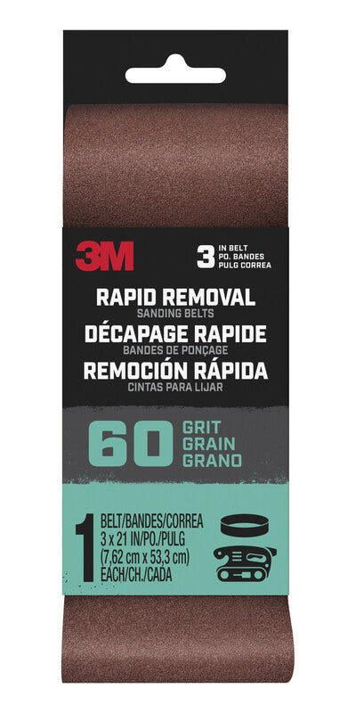 3M - 3M Rapid Removal 21 in. L X 3 in. W Aluminum Oxide Sanding Belt 60 Grit 1 pc