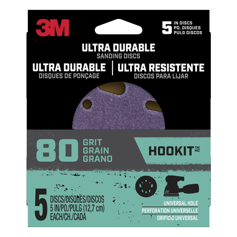 3M - 3M Ultra Durable 5 in. Ceramic Hook and Loop Sanding Disc 80 Grit Fine 5 pk