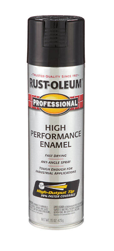 RUST-OLEUM - Rust-Oleum Professional Gloss Black Spray Paint 15 oz - Case of 6