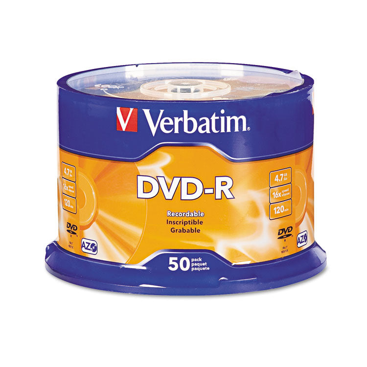 Verbatim - DVD-R Recordable Disc, 4.7 GB, 16x, Spindle, Silver, 50/Pack (9579434)