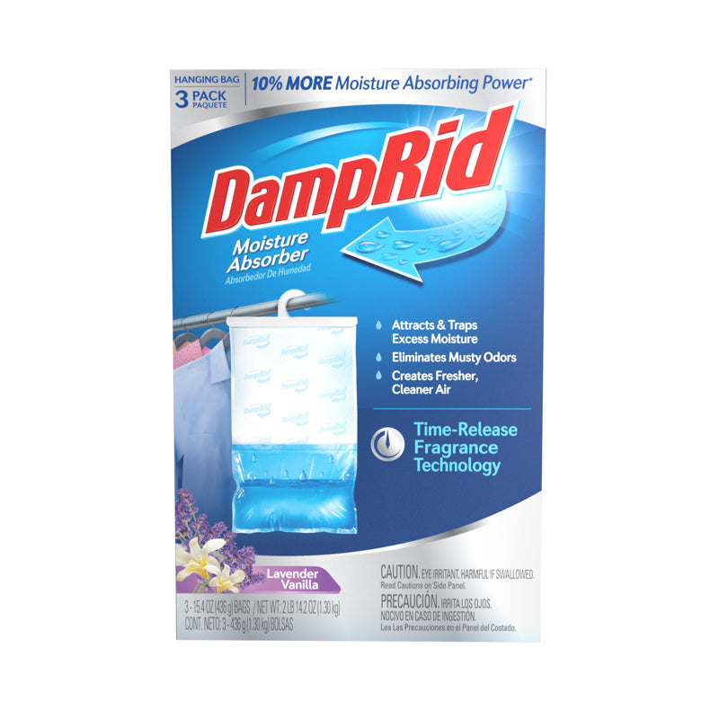 DAMPRID - DampRid Hanging Moisture Absorber Lavender Vanilla Scent 15.4 oz 3 pk - Case of 4