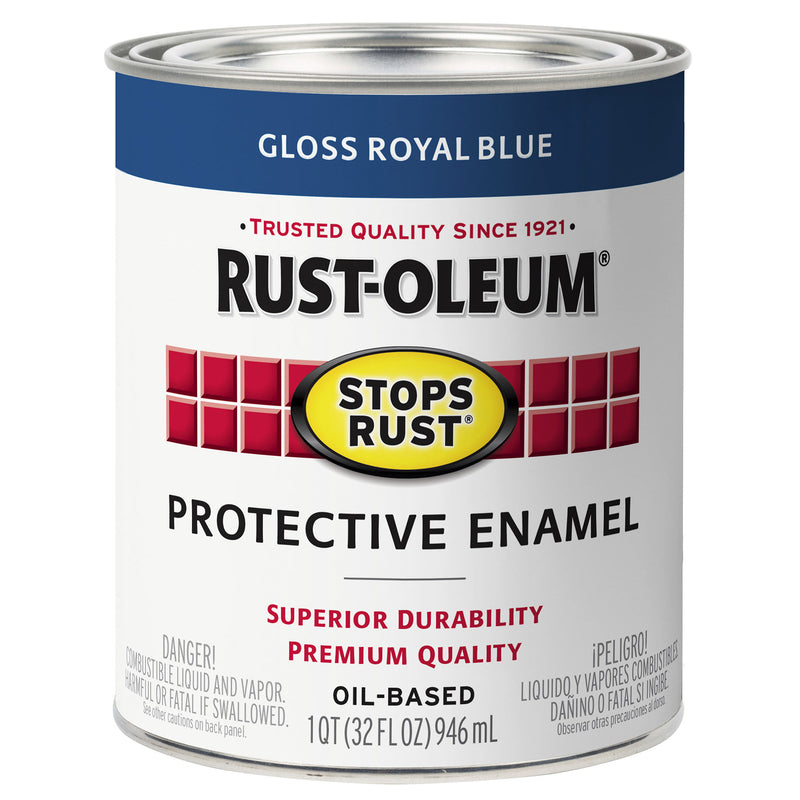 RUST-OLEUM - Rust-Oleum Stops Rust Indoor and Outdoor Gloss Royal Blue Rust Prevention Paint 1 qt