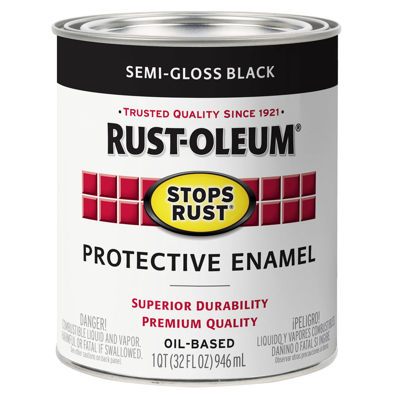 RUST-OLEUM - Rust-Oleum Stops Rust Indoor and Outdoor Semi-Gloss Black Rust Prevention Paint 1 qt