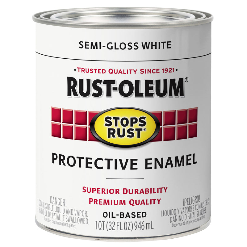 RUST-OLEUM - Rust-Oleum Stops Rust Indoor and Outdoor Semi-Gloss White Rust Prevention Paint 1 qt