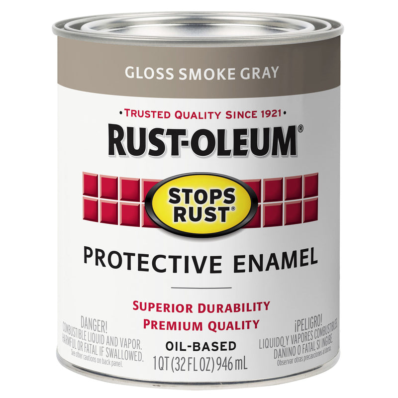 RUST-OLEUM - Rust-Oleum Stops Rust Indoor and Outdoor Gloss Smoke Gray Rust Prevention Paint 1 qt